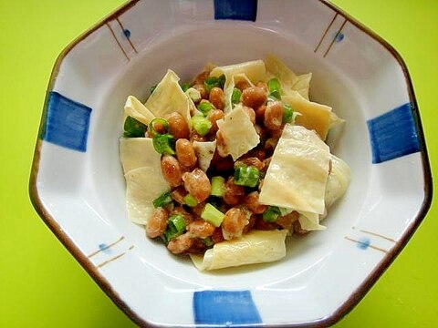 しそ風味☆生湯葉と万能ネギのわさび納豆和え